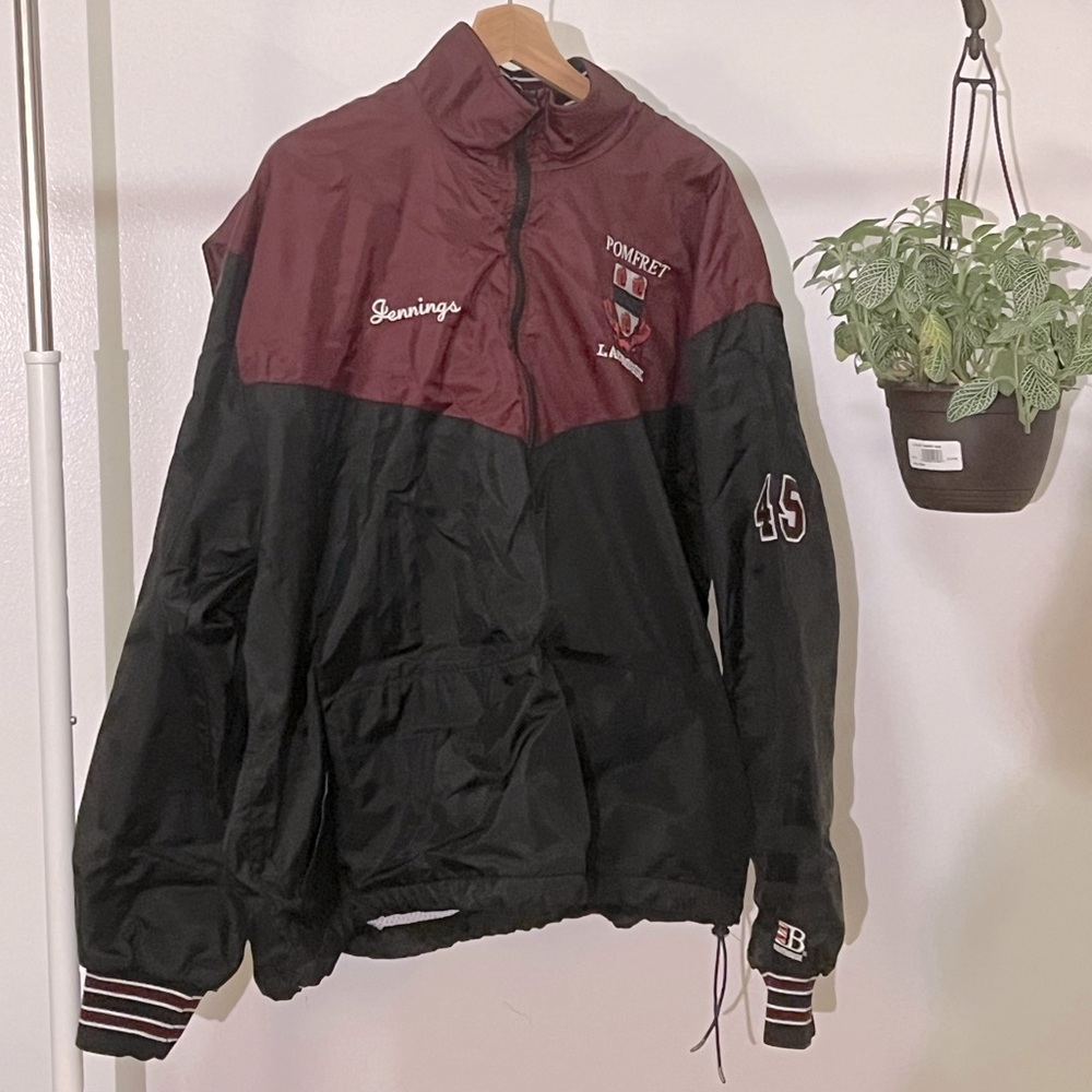 athletic windbreaker maroon
